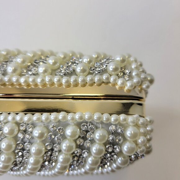 Pearl and Rhinestone Clutch Purse Pearl Evening Bag Pearl Wedding Purse - Picture 7 of 13